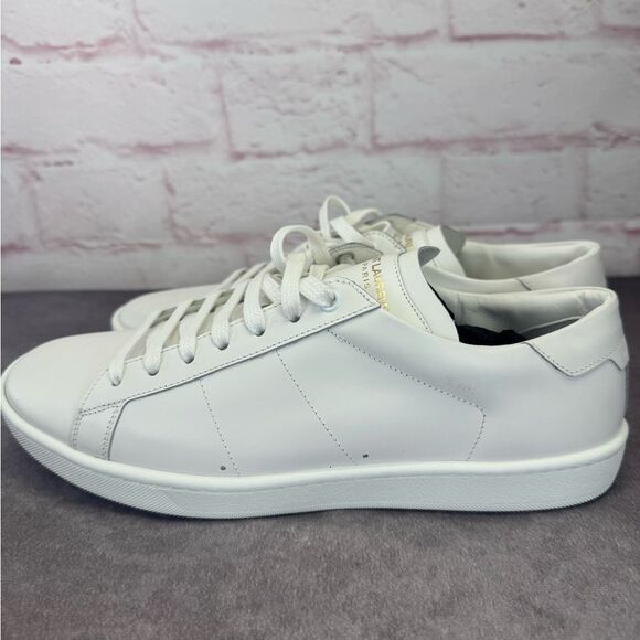 Saint Laurent 42 Classic Court White Low Leather Sneakers NEW 417849 - Picture 5 of 12